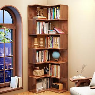 实木书架落地置物架靠墙儿童小书柜图书馆阅读架客厅转角收纳柜