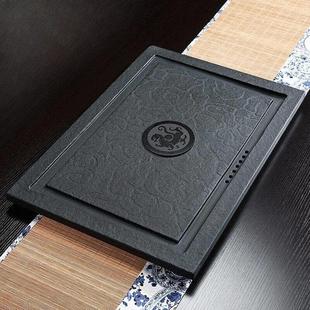 天然茶桌石板面茶台石板嵌入式乌金石茶盘定制桌面中间盖板空位