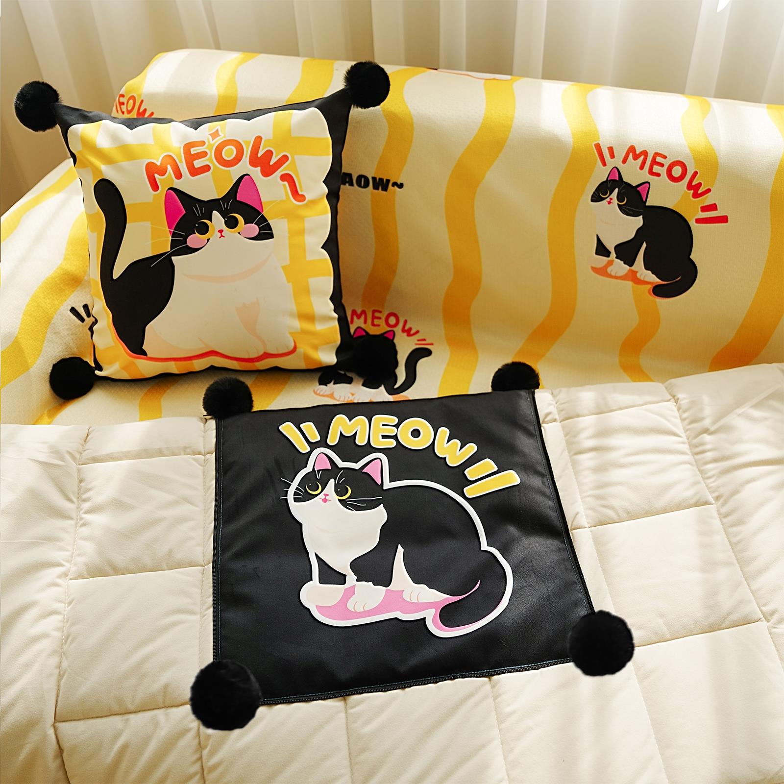 灰熊 X 叫我法师 可爱啊猫时尚手拎抱枕被沙发盖毯二合一多功能