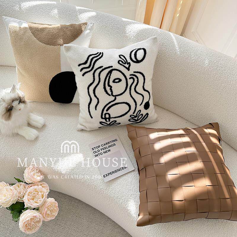蔓越家 时髦精 北欧ins复古沙发客厅抱枕抱枕套床头皮面靠垫靠枕