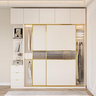 现代简约推拉门实木环保衣柜卧室家用衣橱白色环保组装储物收纳柜