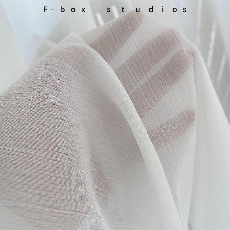 布盒子新款压皱雪纺纱小众侘寂风肌理素色透光梦幻客厅阳台纱帘,居家布艺,定制窗帘,淘宝优惠券,粉丝福利购,淘宝优惠卷