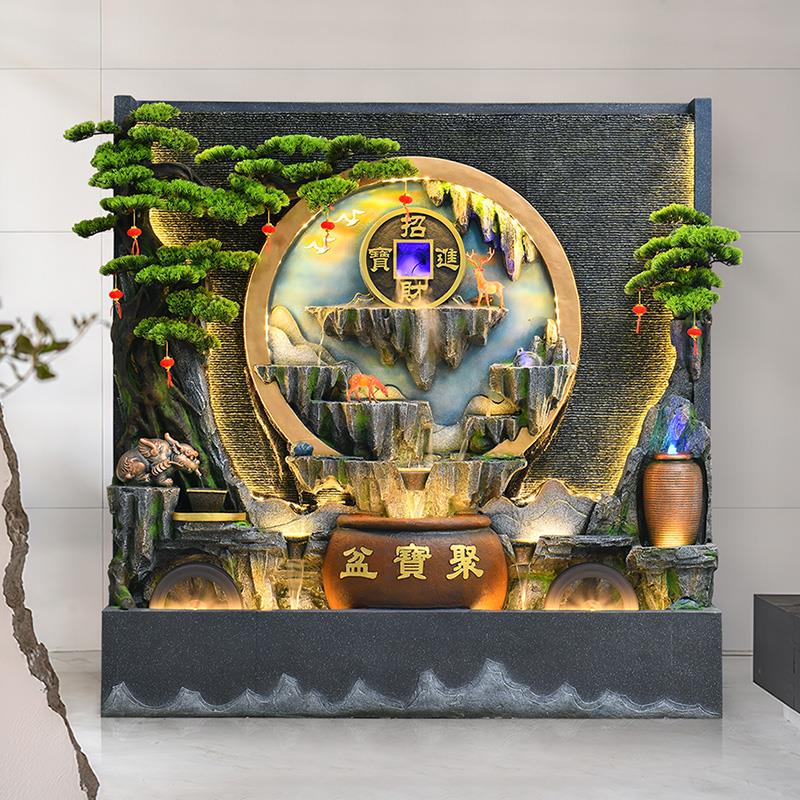 水幕墙喷泉景观流水摆件循环水玄关办公室风水轮装饰乔迁开业礼物