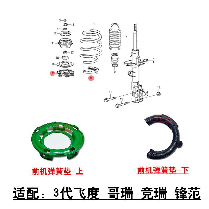 适配3代飞度哥瑞竞瑞锋范前后避震机减震器弹簧上下垫片橡胶衬垫