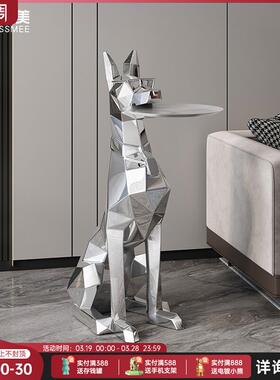 客厅落地大型摆件绅士犬狗轻奢迎宾托盘玄关艺术高级感家居装饰品