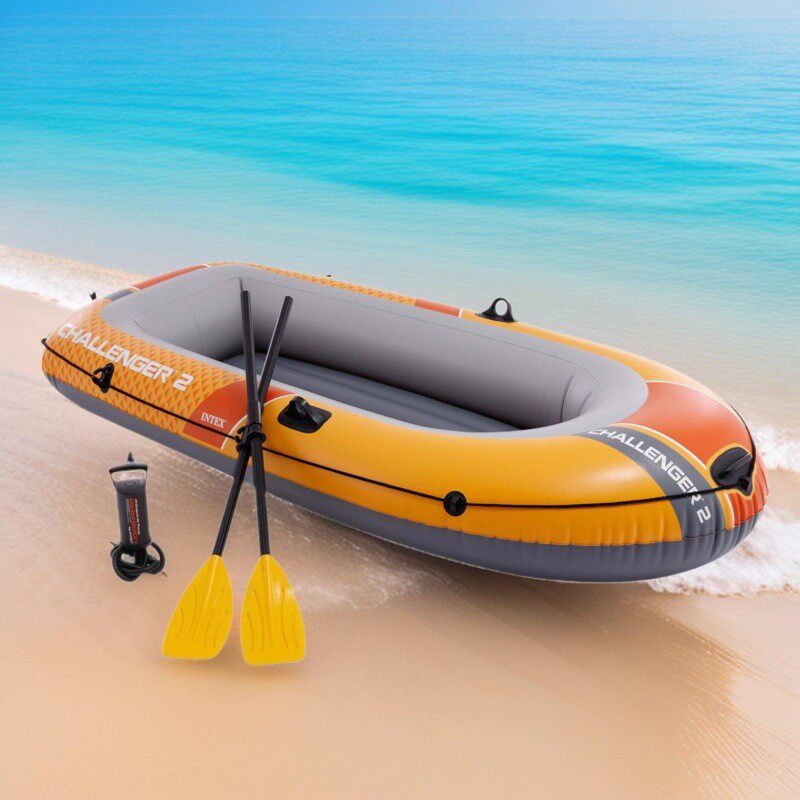INTEX挑战者2/3人加厚充气船皮划艇钓鱼船充气艇漂流船配浆和泵