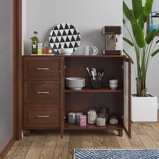 实木餐边柜超薄窄30cm简约美式靠墙厨房客厅置物储物柜茶水碗柜