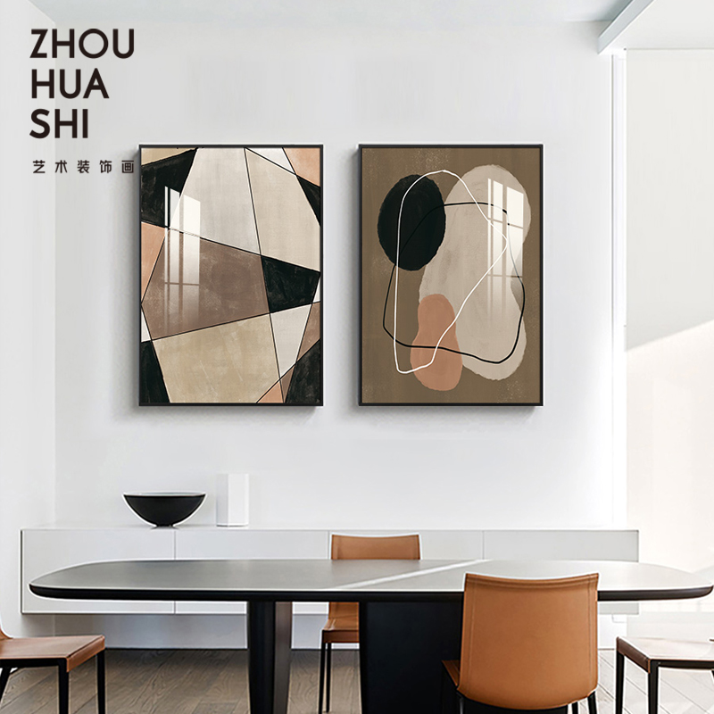 现代简约抽象客厅色块装饰画沙发背景墙挂画餐R厅入户玄关墙上壁图片