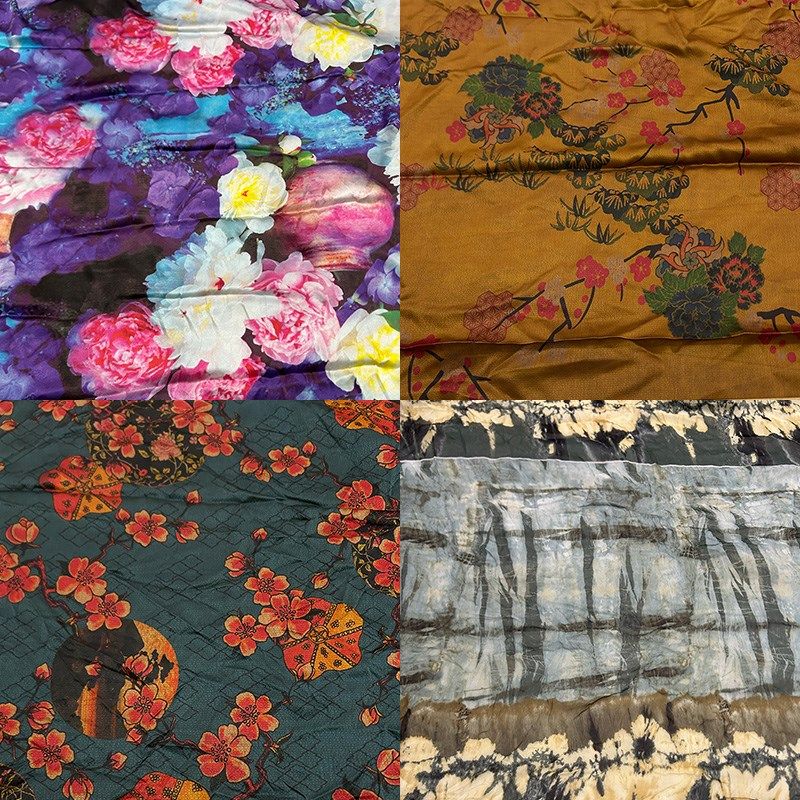 蚕之语A80e21-A8040#真丝面料花色双绉弹力缎珍珠缎香云纱零料按