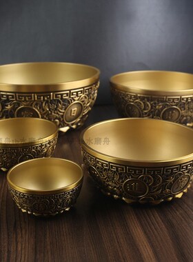 沈万三同款聚宝盆纯铜超大u号黄铜聚宝盆小号实心加厚日进斗金米