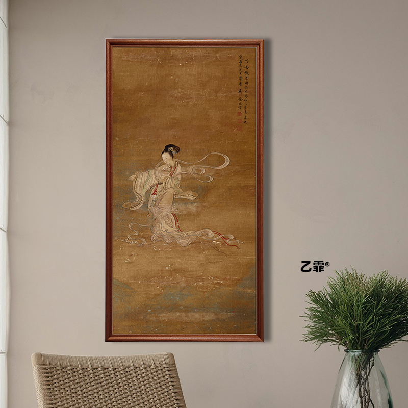 桔子格调天女散花图中式人物客厅卧室G中古挂画书房玄关茶室装饰图片