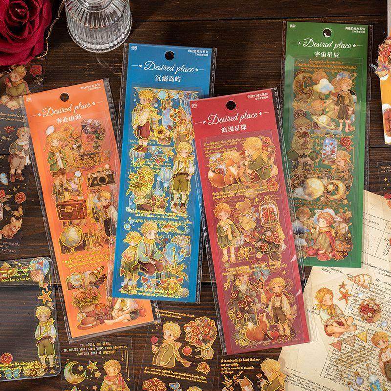 向往的地方pet立体烫金贴纸复古浪漫小王子玫瑰星球手帐咕卡贴画,3C数码配件,USB多功能数码宝,淘宝优惠券,粉丝福利购,淘宝优惠卷