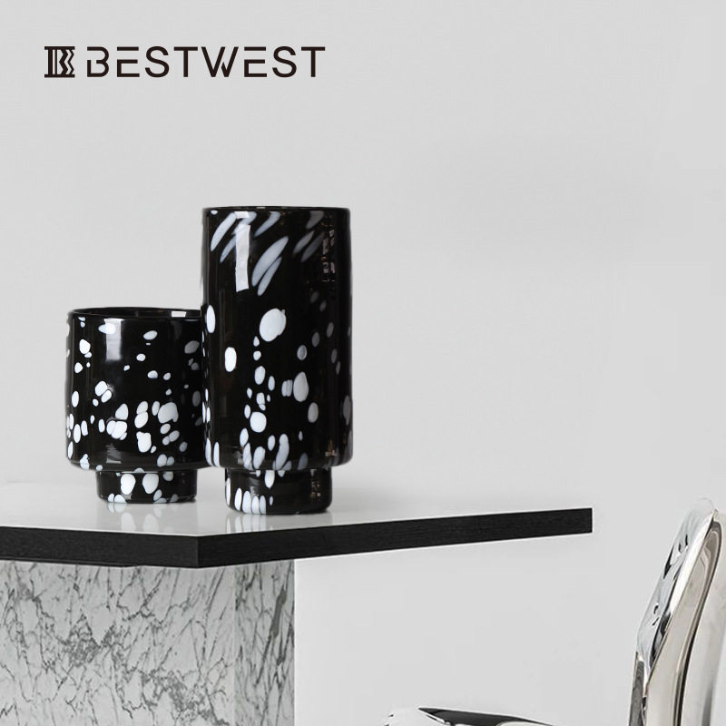 博西家居 黑白水墨直筒柱状水培玻璃花瓶样板间花器软装饰品花器,橡塑材料及制品,其他塑料制品,淘宝优惠券,粉丝福利购,淘宝优惠卷