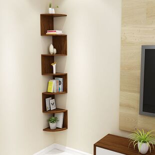 实木转角书架多层架拐角隔板卧室角落客厅墙角柜半圆置物架免打孔