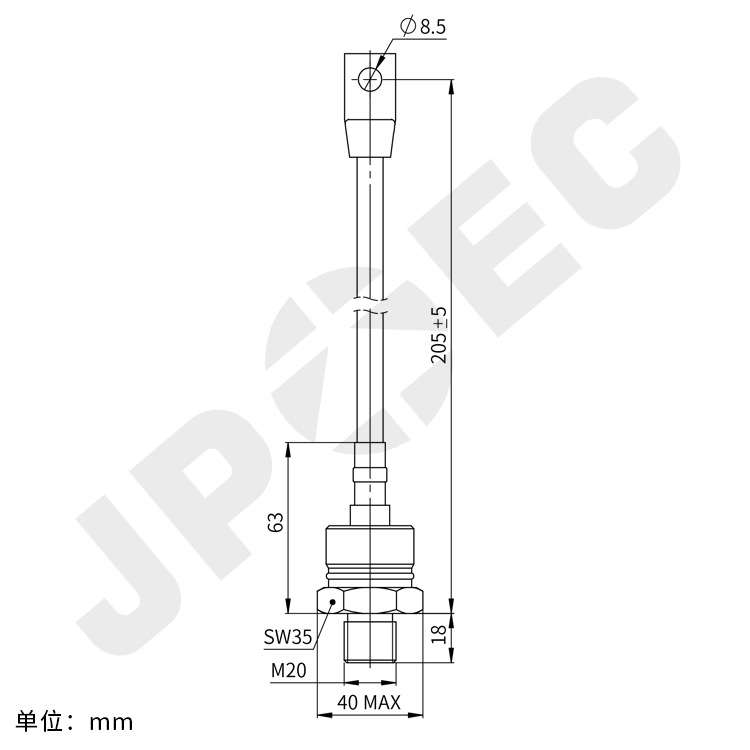 ZP200A 2CZ200A1600V 螺栓形 普通整流二级管 上海奇亿JPEC