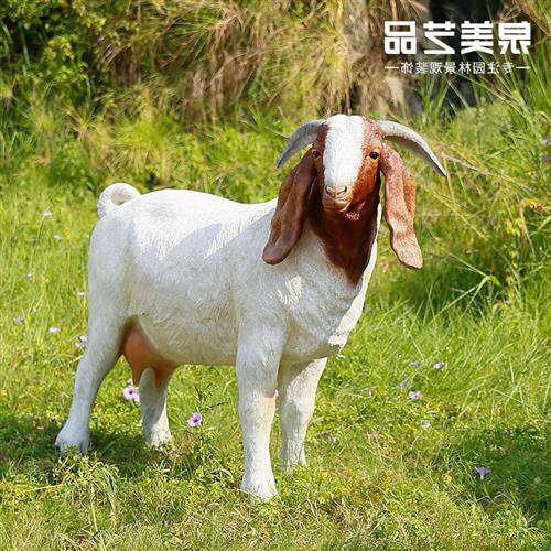 玻璃钢仿真羊雕塑波尔羊摆件商场美陈户外农场园林景观动物装饰