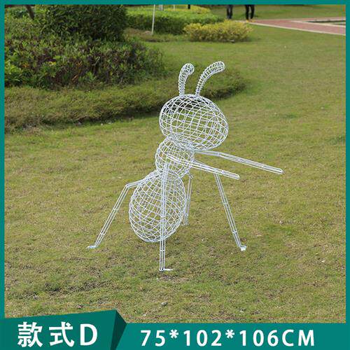 户外园林装饰动物景观雕塑抽象金属不锈钢丝镂空蚂蚁铁艺摆件