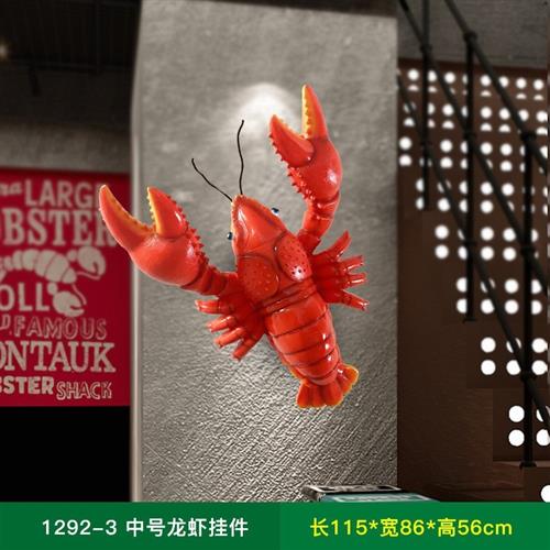 发光小龙虾模型雕塑玻璃钢大螃蟹雕塑摆件夜市餐馆商场模型装饰品