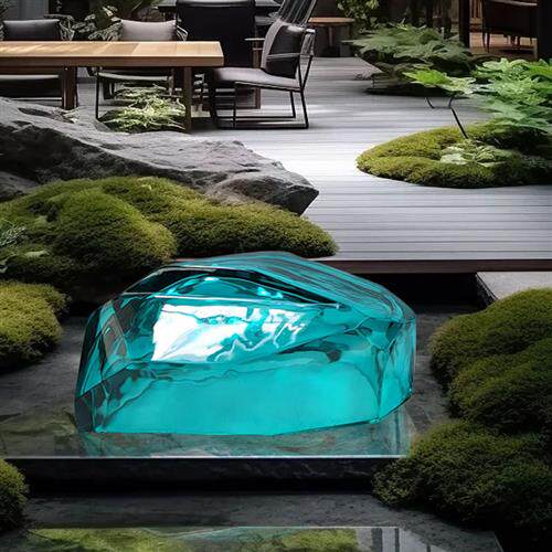 现代简约酒店大堂售楼处大厅装饰摆件透明石头雕塑艺术品景观小品