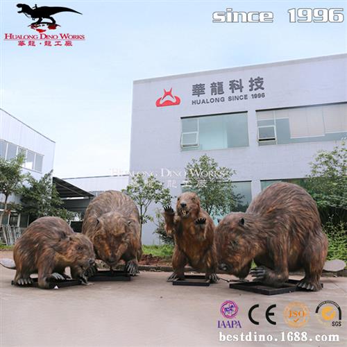 仿真河狸仿真动物模型公园景区展览参观商场动物园互动高引流产品