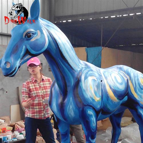 房地产室外玻璃钢马雕塑仿真马模型产品动物园户外草坪厂家