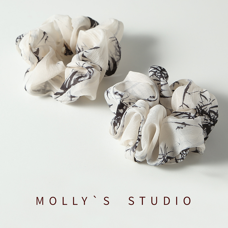 2024新款国潮清风竹影大肠圈高级感中式气质古风发圈优雅百搭发饰