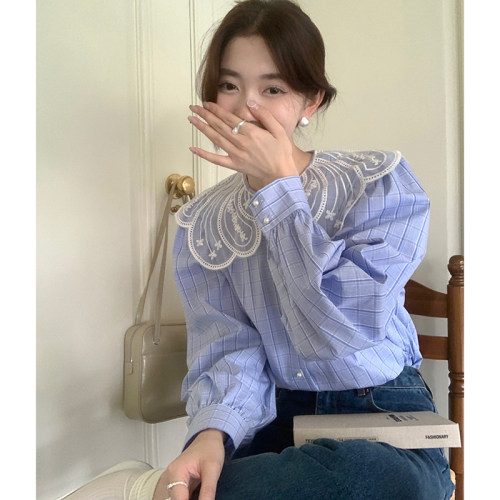 甜美复古少女宽松百搭长袖衬衫