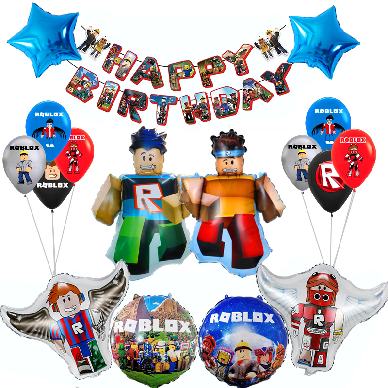 roblox罗布乐思游戏主题气球男孩11周岁生日派对布置卡通圆形汽球