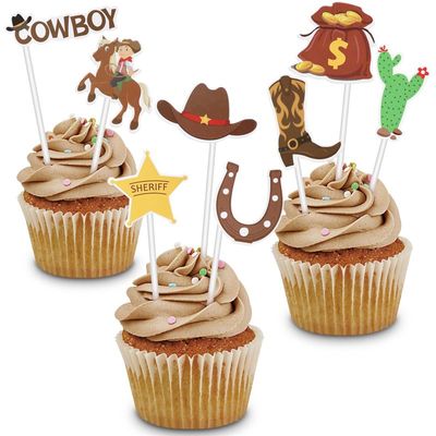 推荐Amosfun 72PCS Cowboy Theme Cupcake Toppers Western Style