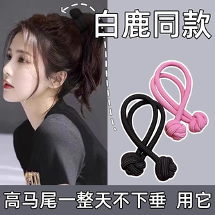 黑色皮筋女扎头高弹力耐用马尾发绳加粗头绳纽扣发圈成人皮套头饰
