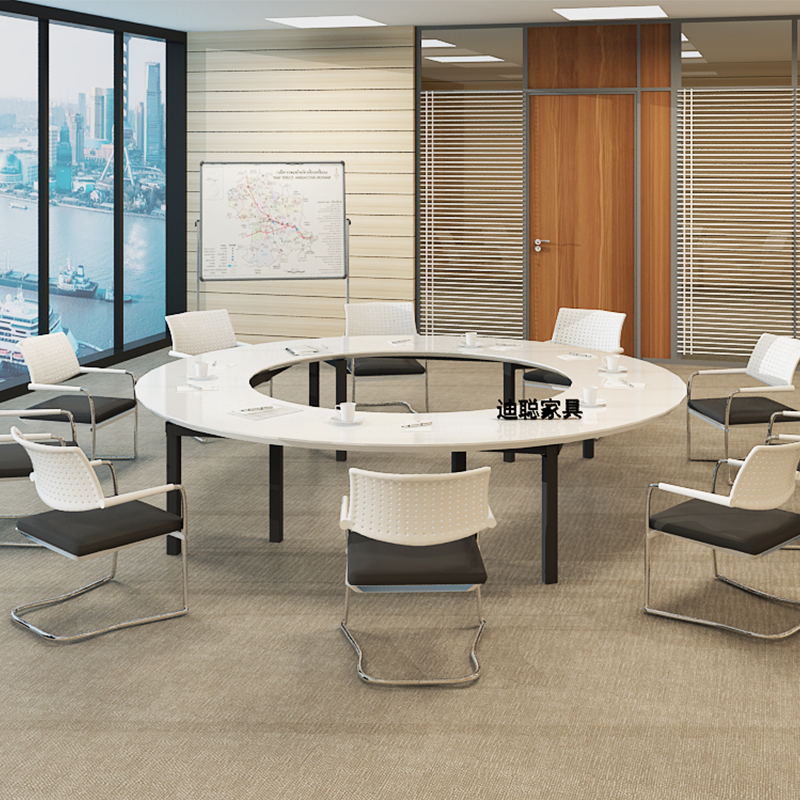 烤漆异形会议桌时尚椭圆形职员桌 F办公洽谈桌带主管位 创意家具