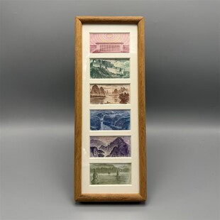 实木榫卯大好河山相n框人民币装裱钞票展示六连框胡桃木乔迁送礼