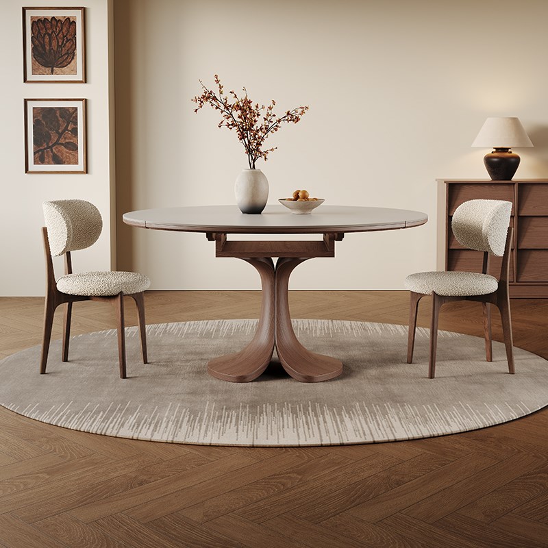 伸缩餐桌a2025新款高端家用小户型可方圆两用现代简约轻奢岩板餐