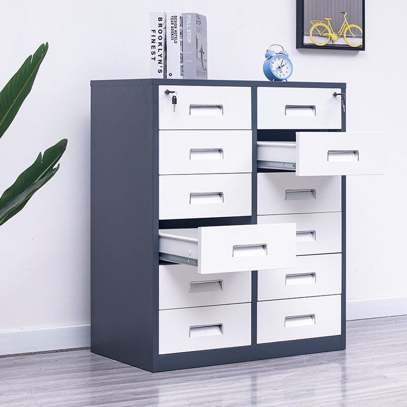 文件柜矮柜办公室桌边资料收纳柜抽屉打印机放置柜U带锁家用储物