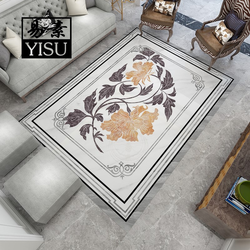 中式典雅玄关拼花地砖800x800别墅客厅进门入户过道X走廊造型瓷砖