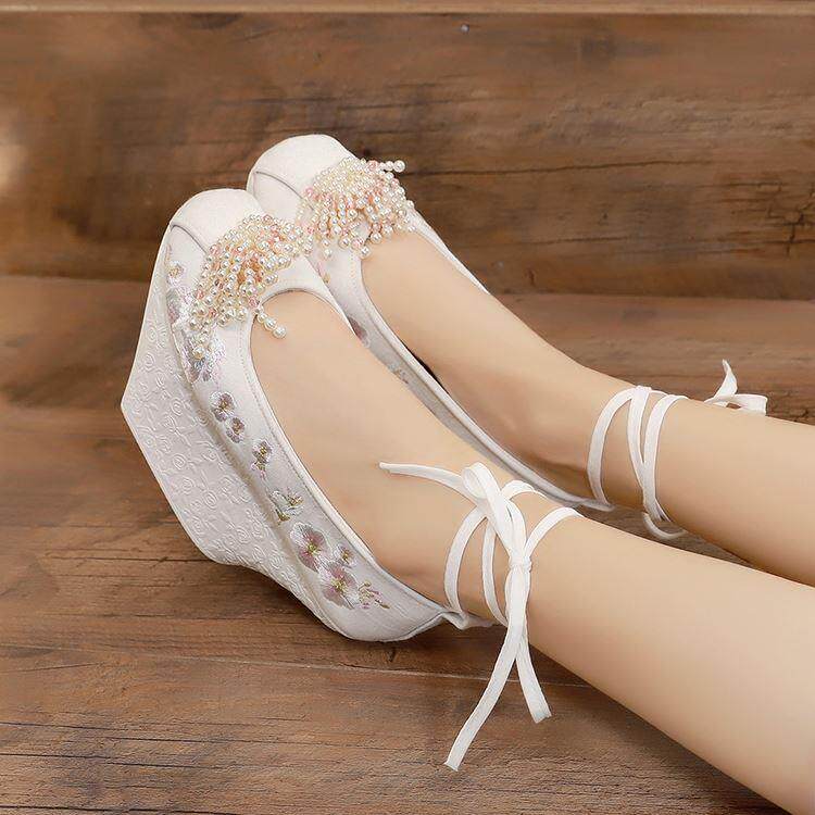 原创 明制登云履唐风古装汉服女鞋皇妃格格鞋花盆底鞋清朝旗装鞋