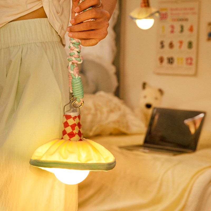 床头睡眠灯d升级续航可遥控开关调温布艺小夜灯大学宿舍床上用吊