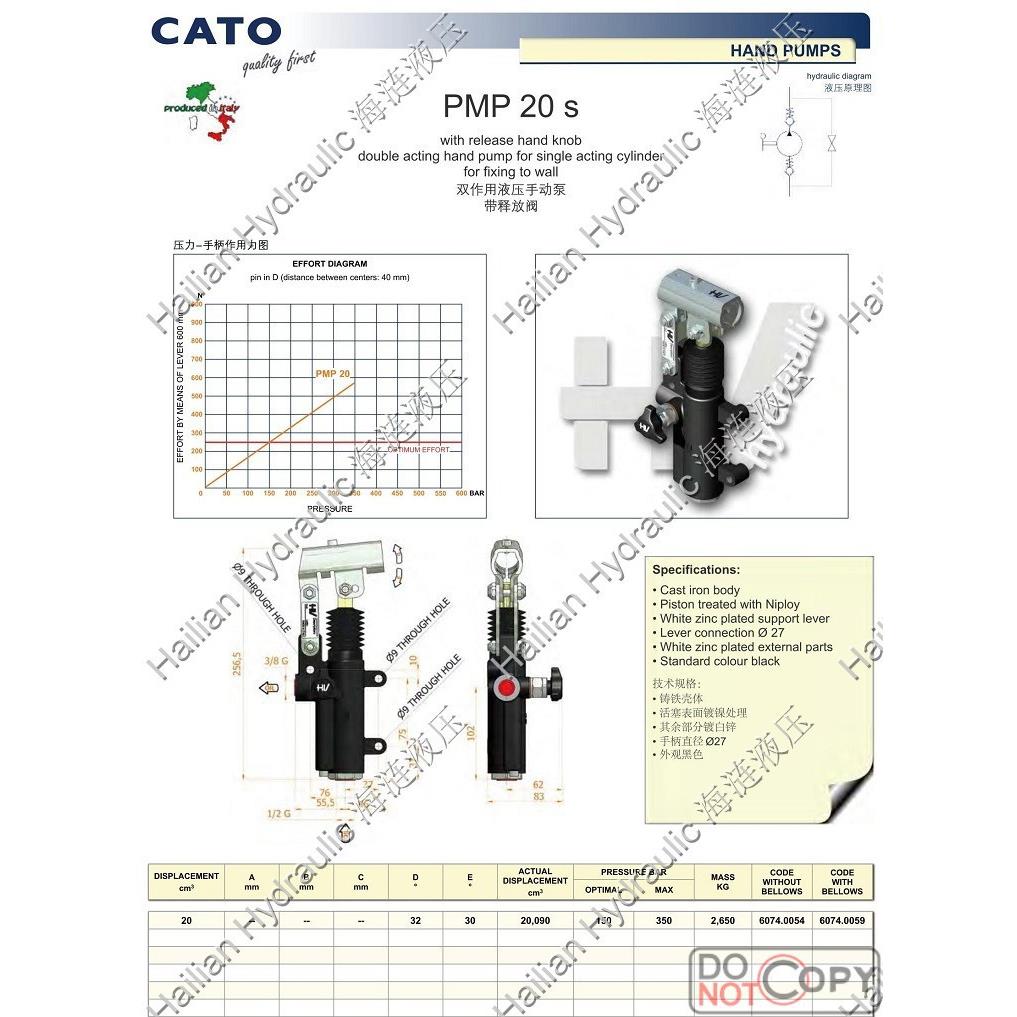 CATO双作用液压手动泵AND PUMP PMP20S释放阀release and knob