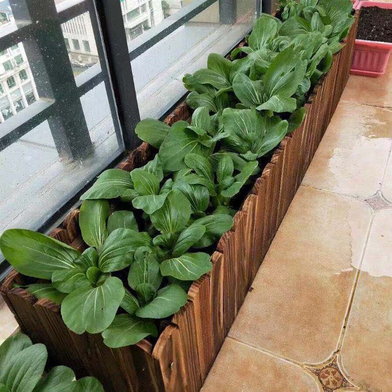 速发防腐木花种碳化实木花盆户外花槽庭院箱植箱大号方长形台种弘