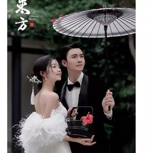 速发古风园林旗袍婚纱照型摄道具工笔画民国拍照造影手持扇子渐变
