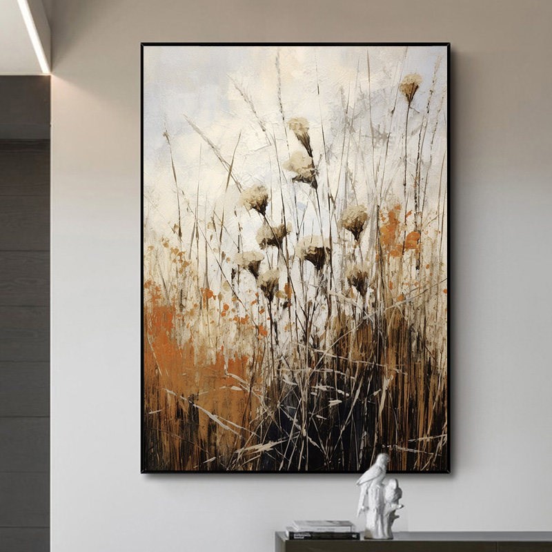 速发纯手绘油画风景画金秋印象画中式轻奢客厅简约玄关装饰画手工
