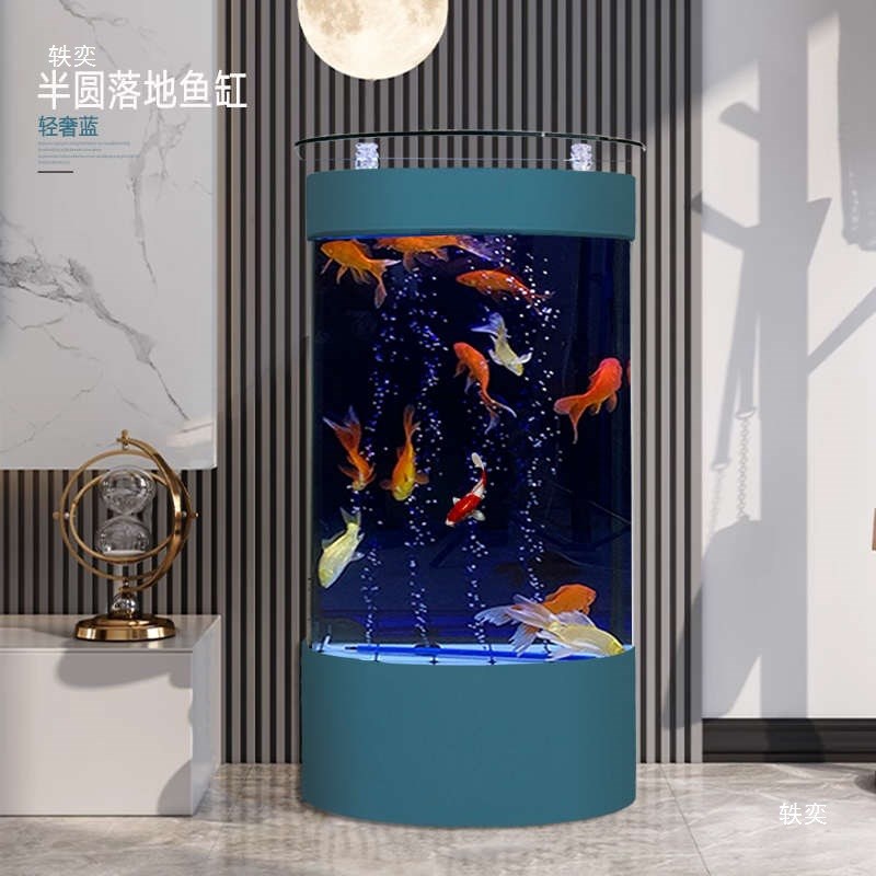 速发地中2025小型族环半圆水循客厅柜水鱼缸旁落免电视换自