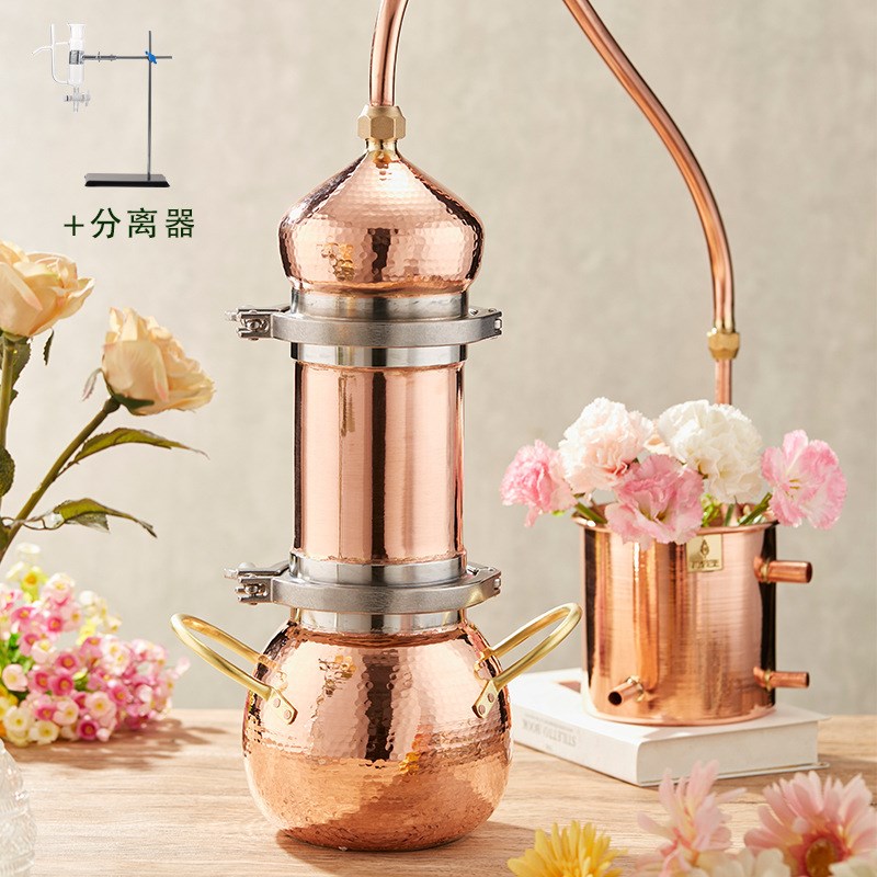 速发纯露蒸馏机玻璃蒸馏器家用小型提纯机洋古纯紫铜白兰地酿复酒