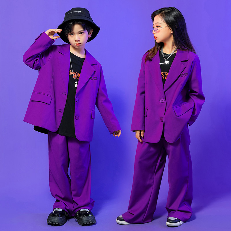 速发儿童街舞服装hi西ho孩男p钢琴p服套装幼儿爵士舞走秀演出服潮