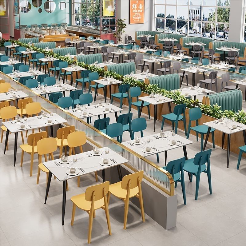 学校员工公司食堂岩板桌椅组合餐厅奶茶小吃快餐店商用餐饮餐桌椅