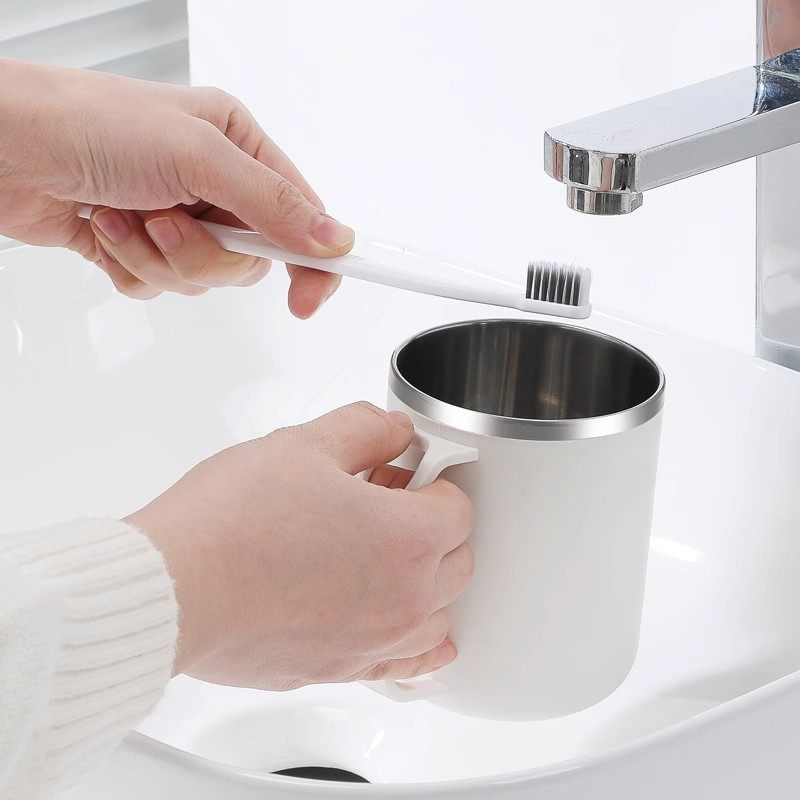 日式304不锈钢洗漱口杯防霉刷牙水杯子带手柄一家三口简约可爱ins,家庭/个人清洁工具,洗漱杯,淘宝优惠券,粉丝福利购,淘宝优惠卷