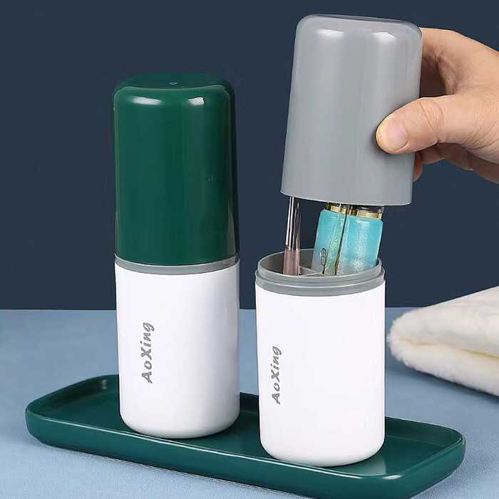 旅行洗漱杯牙具盒透明时尚漱口杯刷牙杯套装电动牙刷收纳盒便携式