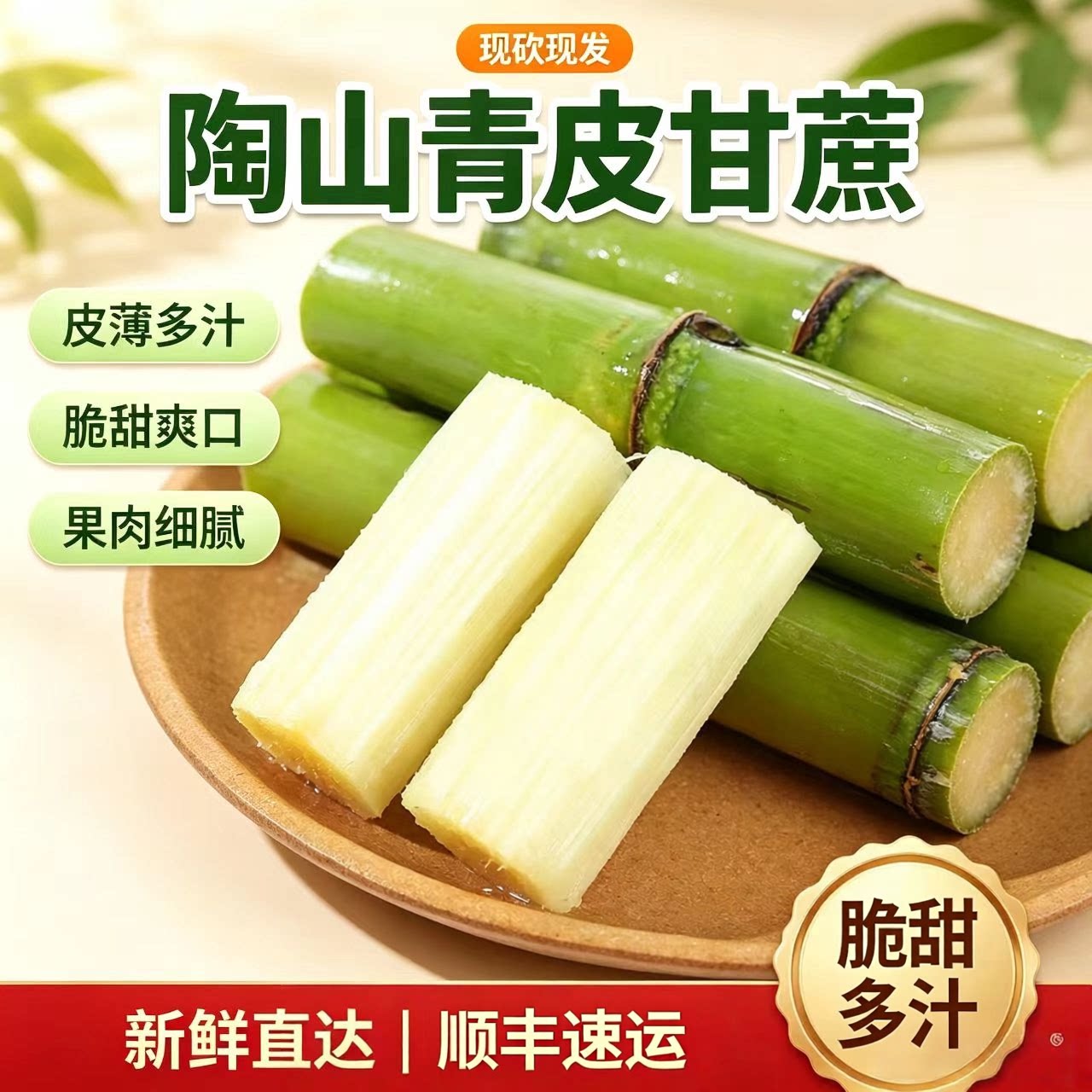 顺丰陶山青皮甘蔗独立包装正宗青皮孕妇果肉脆甜新鲜果蔗当季水果