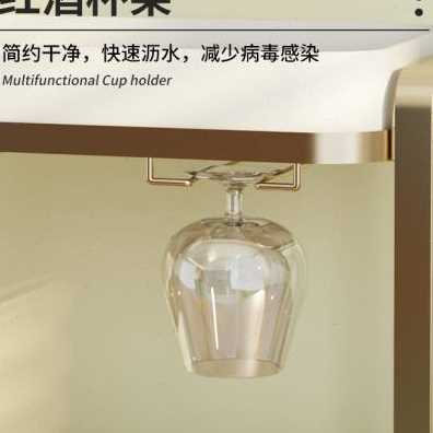 好货厂销轻奢杯子收纳置物架红酒杯水杯倒挂式双层沥水托盘家用玻