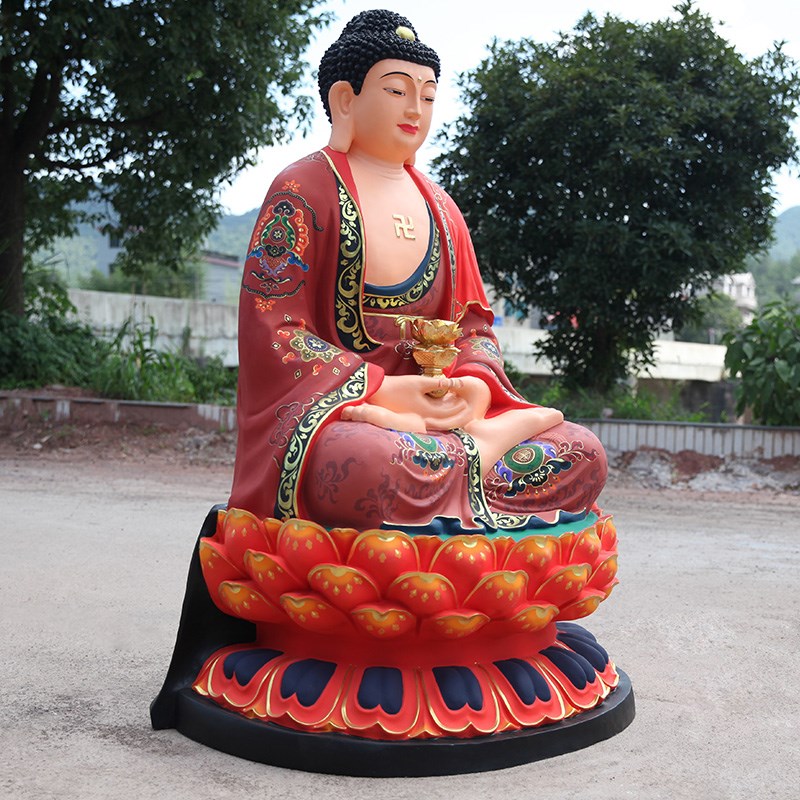 好货寺庙树脂佛像 1米6带背光1米8三宝佛 敦煌彩如来佛祖释迦佛药